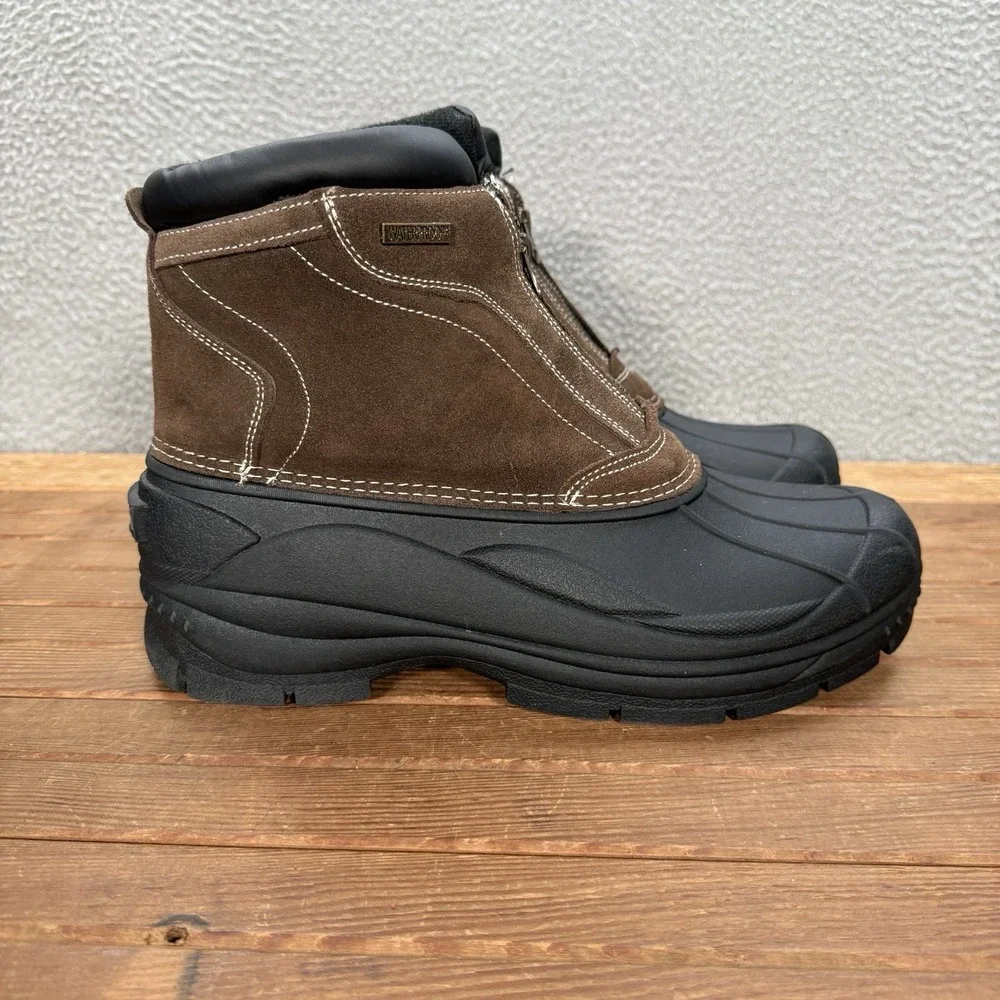 Tamarack Boots Mens 12‎ Brown Black 400G Front Zip Waterproof Insulated Outdoors